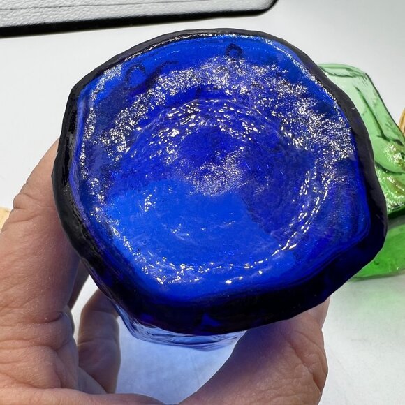 SENECA crystal DRIFTWOOD 1980 BLUE GREEN BROWN  pattern Juice Glass Set of Three - Picture 8 of 11